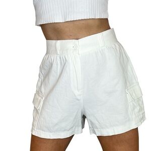 Vintage high rise white cargo shorts 3/4